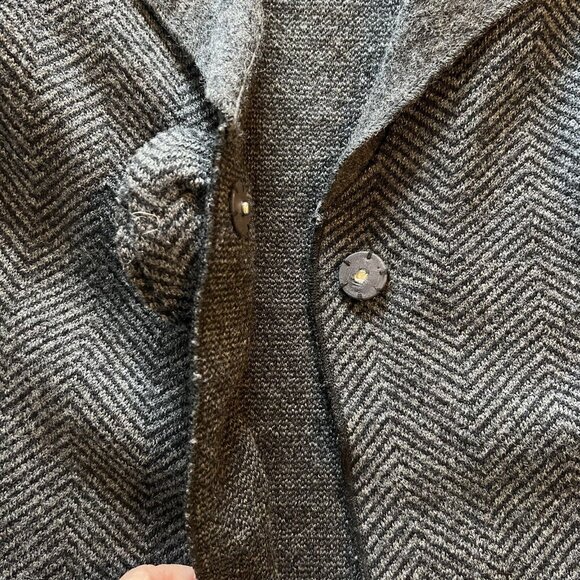 A Giannetti Womens Jacket Merino Wool Small Flower Herringbone Snap Close - Picture 6 of 14